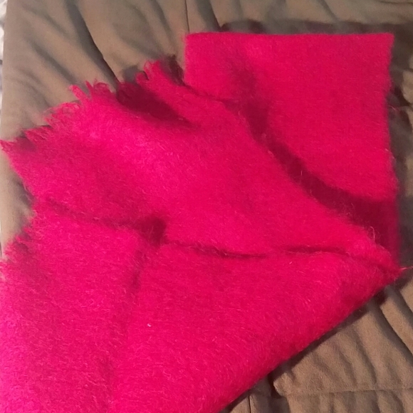 Mohair vintage bamberger red raspberry long scarf - Picture 2 of 2